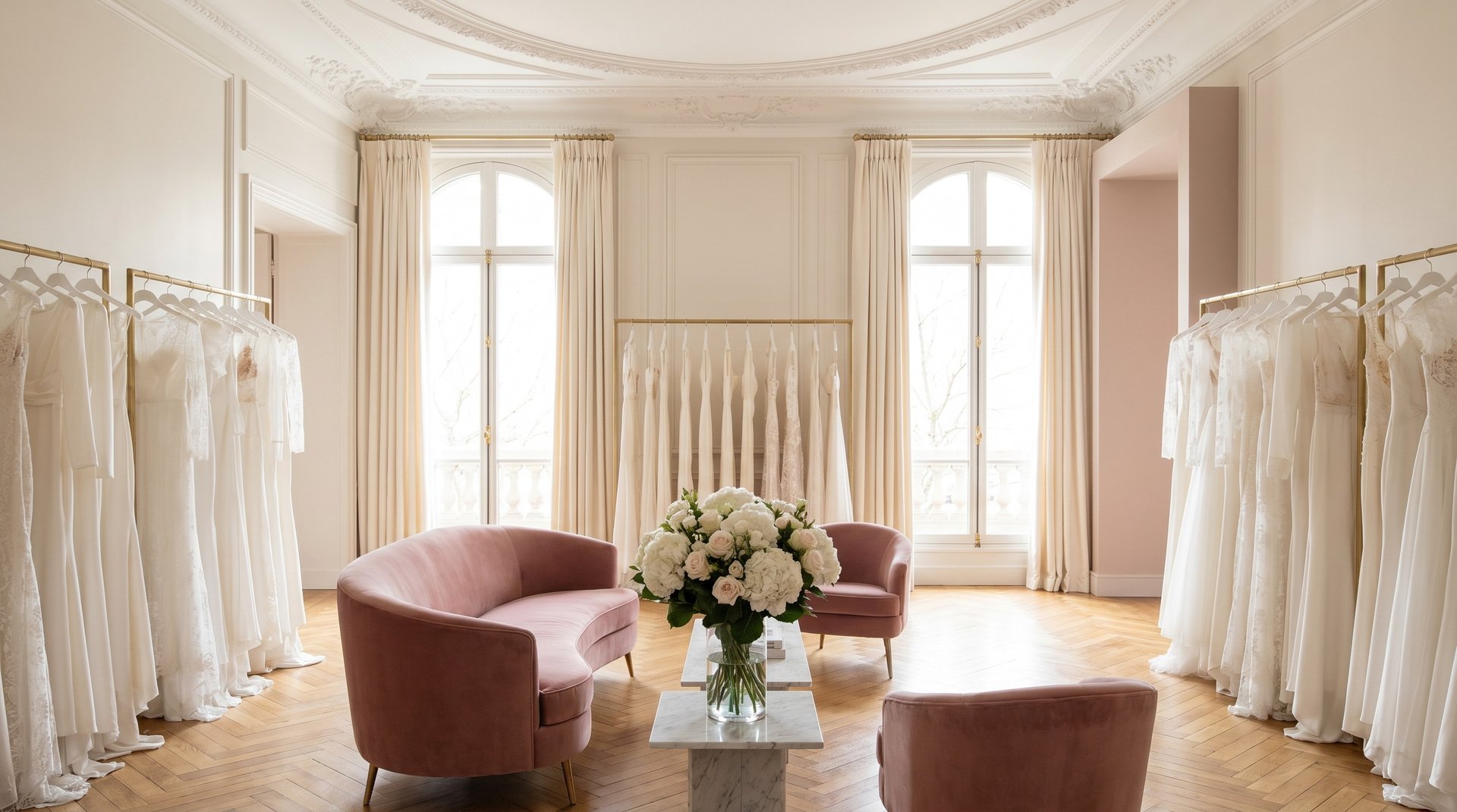 Luxury bridal boutique interior