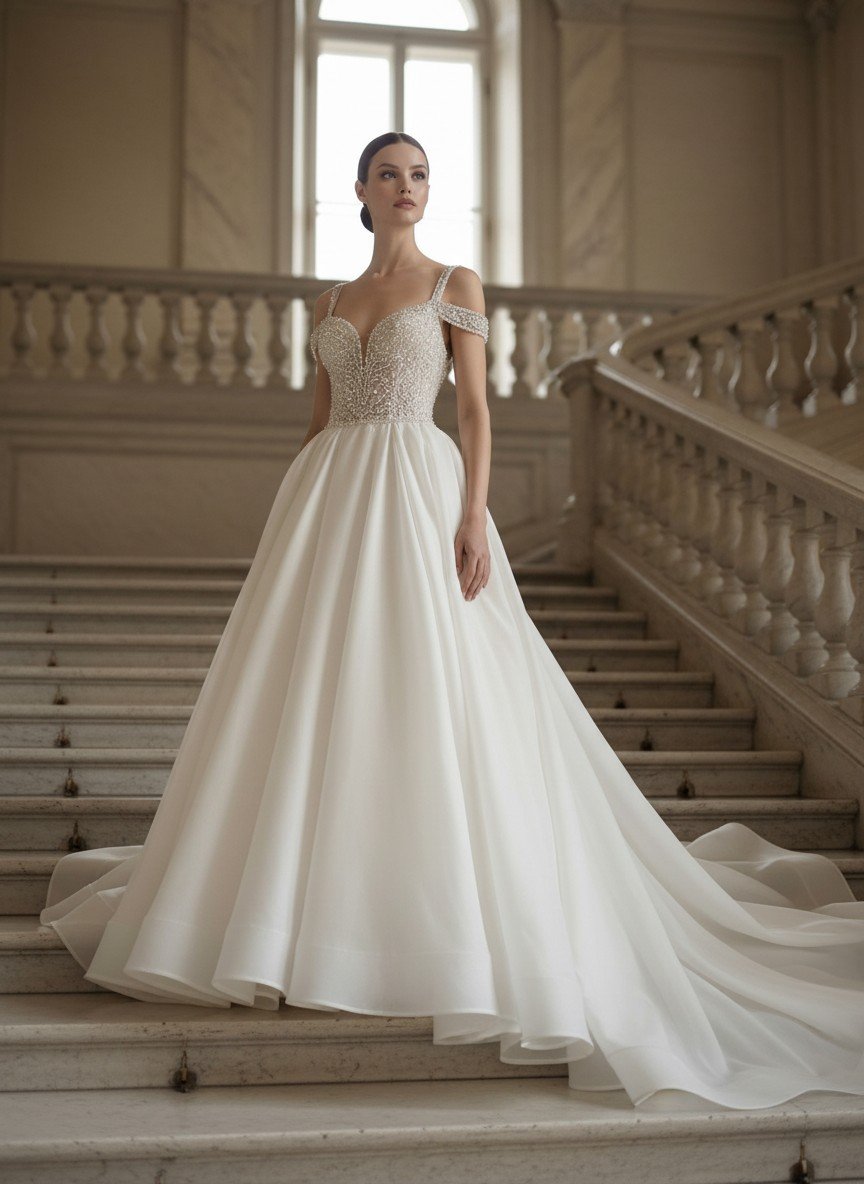 Beatrice — Silk Organza ballgown with hand-beaded bodice